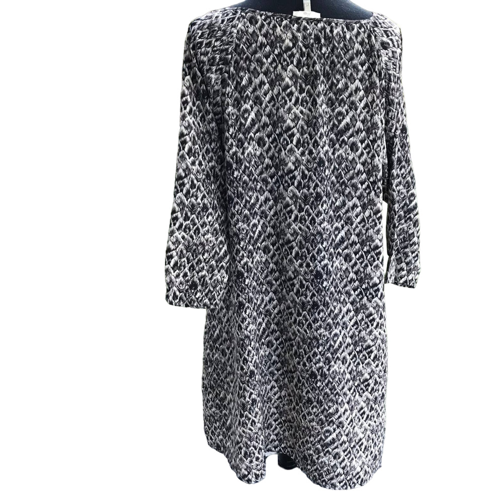 Joie Silk Feather Print Dress Knee Length Gray White Career Swing Dress Size XS - Picture 6 of 7